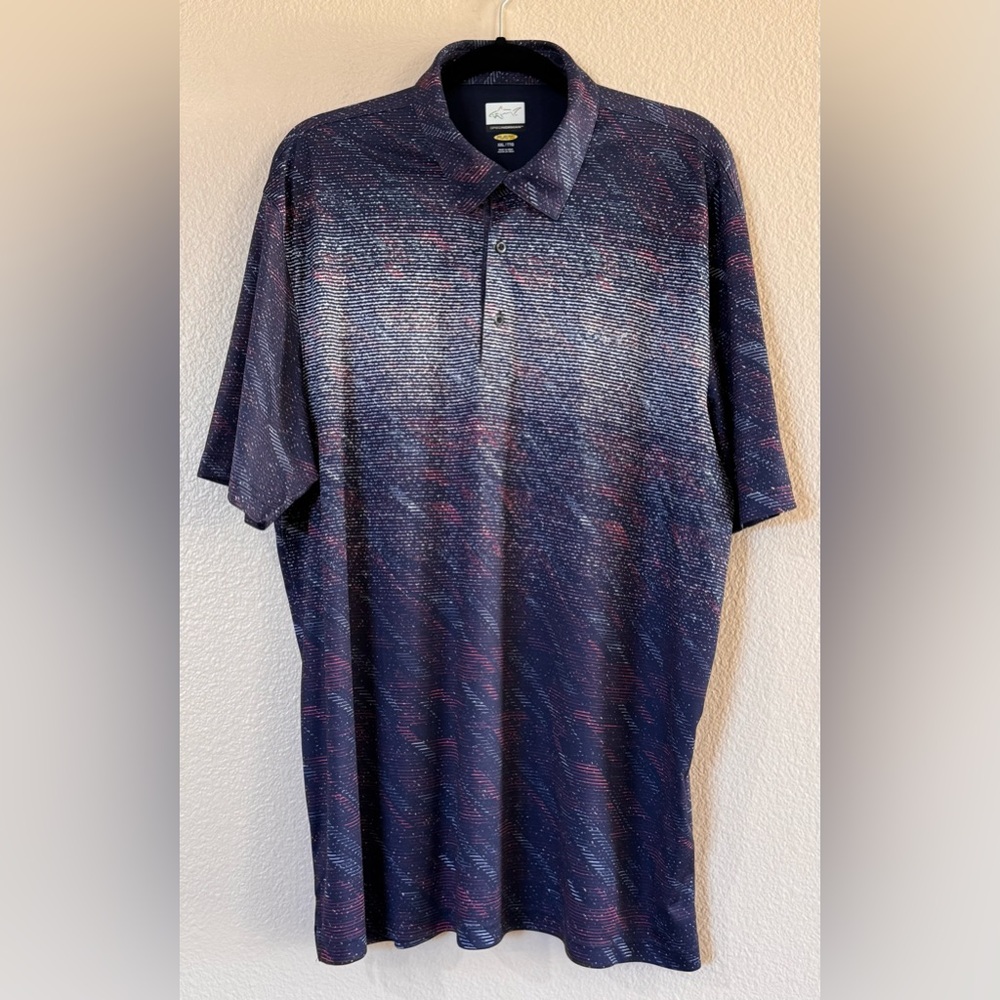Greg Norman Play Dry Polo  Navy Blue Abstract Ombre Pattern Sz XXL